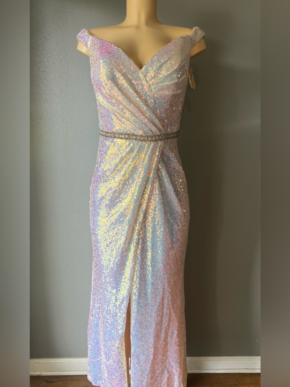 Cinderella Sequin Off- Shoulder dress size 12.